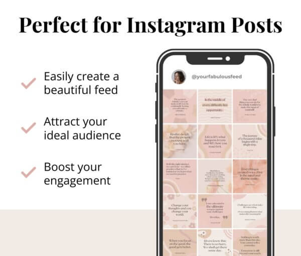 shows Instagram feed and template benefits