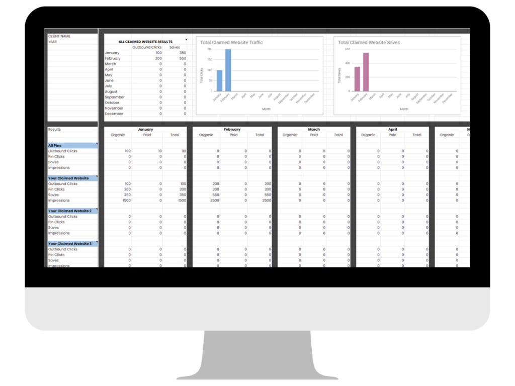 Screenshot of the Pinterest Analytics Tracking Template