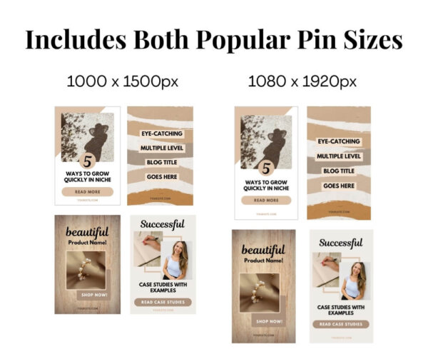 examples of the two different Pinterest template sizes