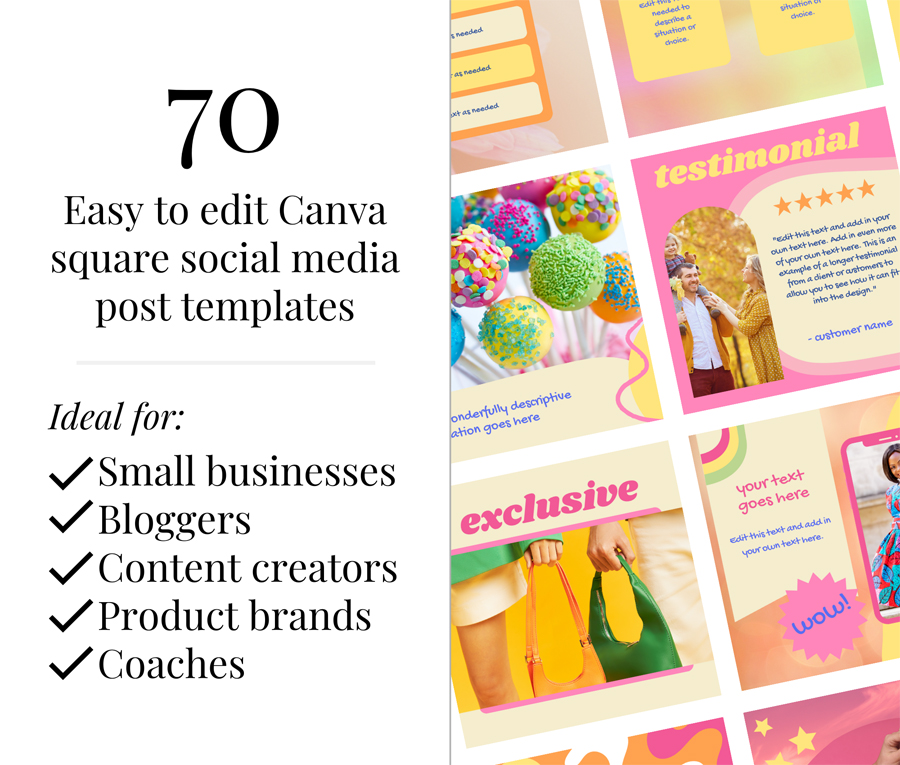 Social Media Canva Templates | Colorful Collection | The Creatives Desk