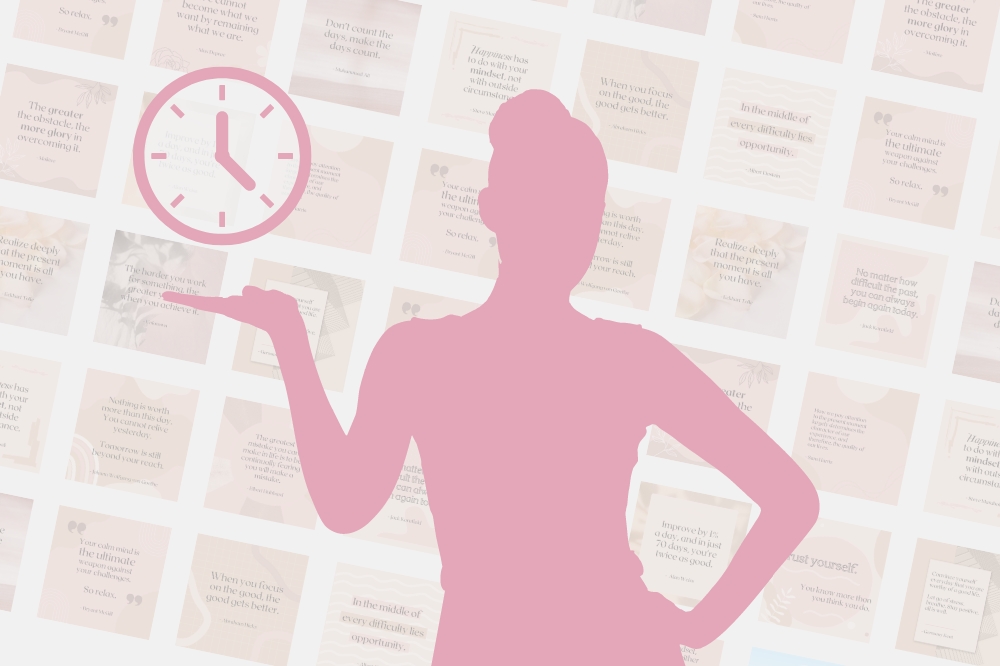 woman with clock graphic