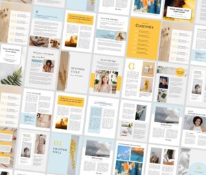 overview of the page templates included in this eBook templates kit