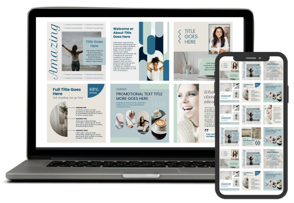 laptop and phone mock-up of Canva templates