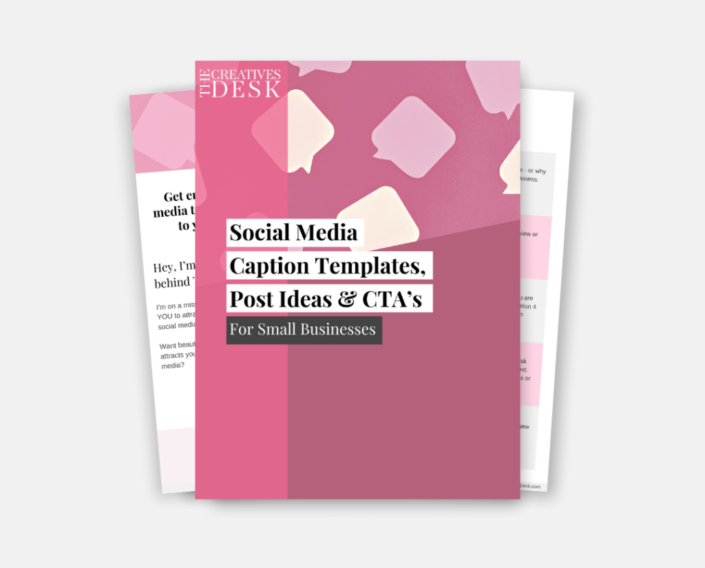 Mockup cover printable for the Social Media Captions & Prompts Free Download!