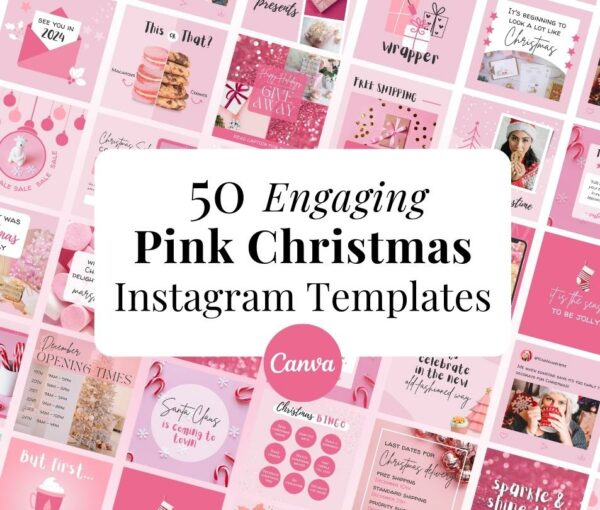 Pink Christmas Social Media Canva Templates