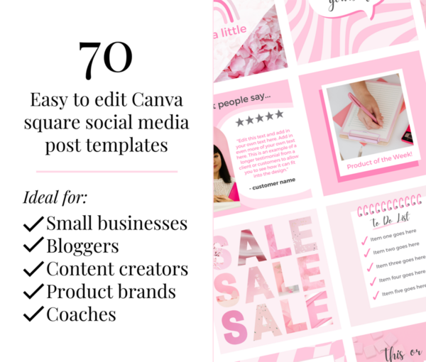 Social Media Canva Templates | Pretty in Pink Collection | The ...
