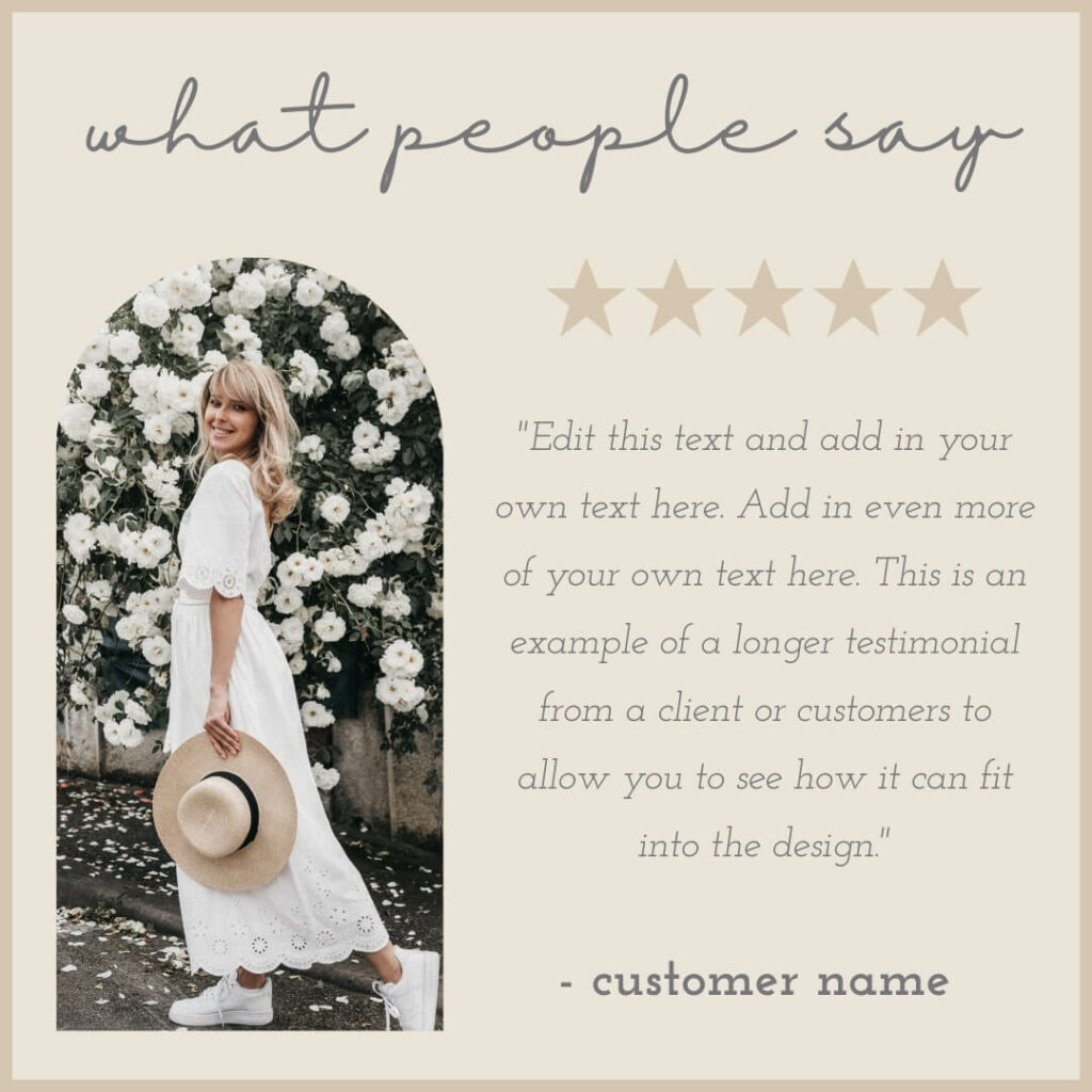 testimonial graphic featuring photo of customer