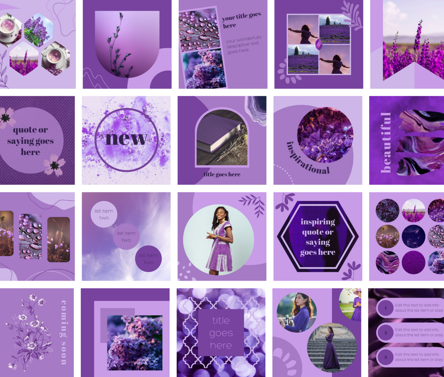 Purple Social Media Canva Templates The Creatives Desk