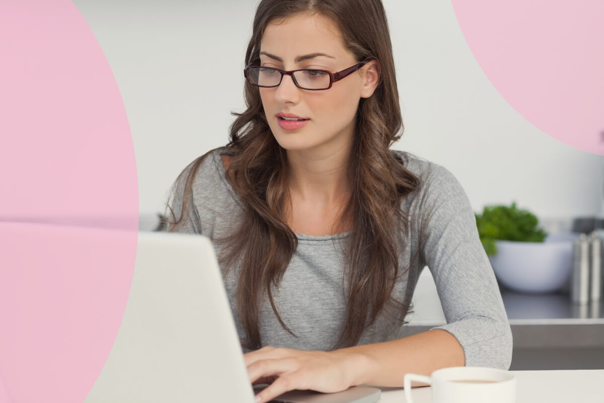 female remote worker working on a laptop